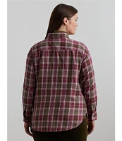 Lauren Ralph Lauren Plus Size Brawley Plaid Spread Collar Long Sleeve Button Front Shirt