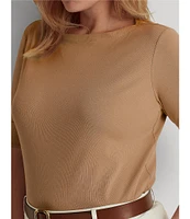 Lauren Ralph Lauren Plus Size Camel Stretch-Infuse Cotton Boat Neck Tee
