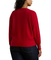 Lauren Ralph Lauren Plus Size Cotton-Blend Boat Neck Long Dolman Sleeve Sweater