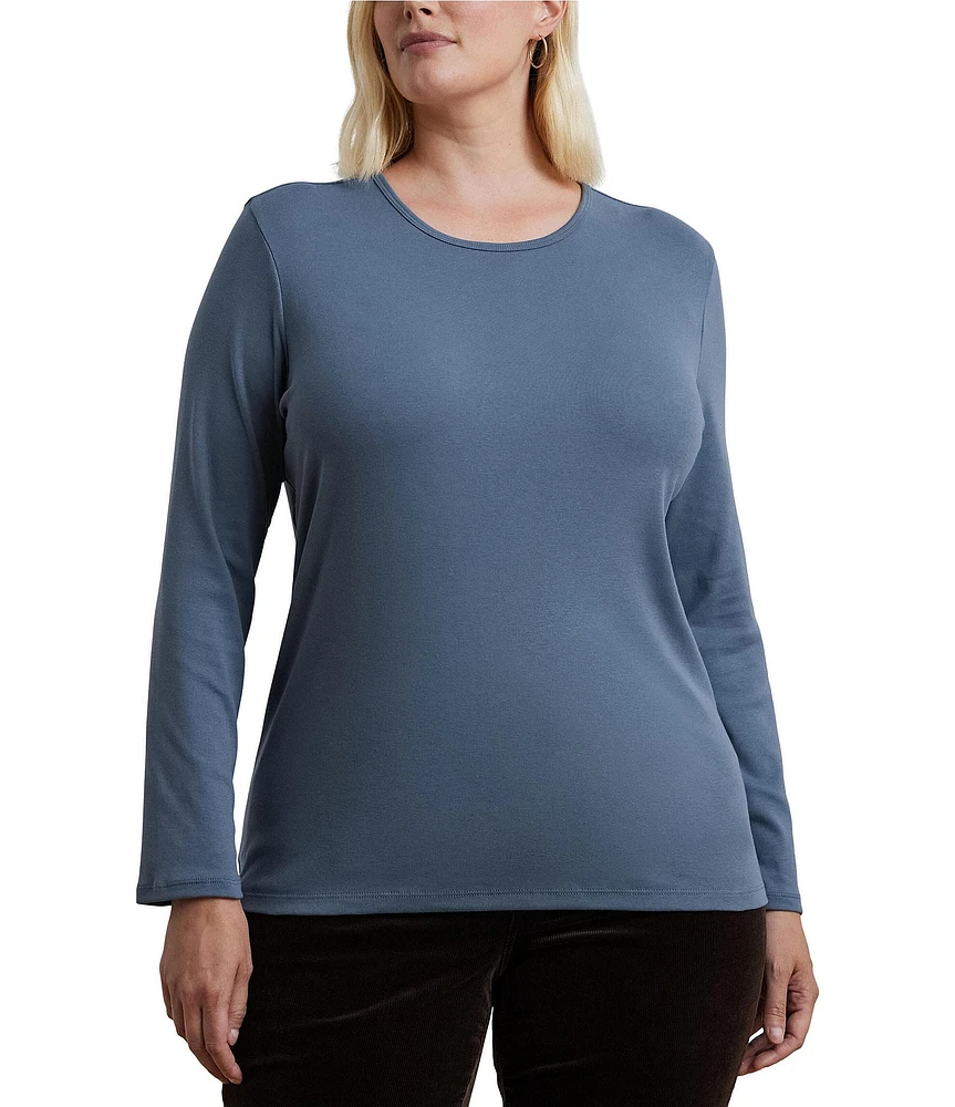 Lauren Ralph Lauren Plus Size Crew Neck Long Sleeve T-Shirt