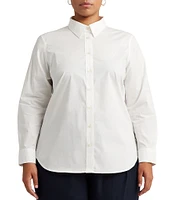 Lauren Ralph Lauren Plus Size Easy Care Point Collar Long Sleeve Button Front Shirt