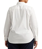 Lauren Ralph Lauren Plus Size Easy Care Point Collar Long Sleeve Button Front Shirt