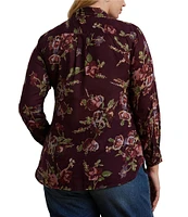 Lauren Ralph Lauren Plus Size Floral Cotton Voile Point Collar Long Sleeve Button-Front Shirt