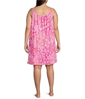 Lauren Ralph Lauren Plus Size Floral Print Double Strap Scoop Neck Knit Short Nightgown