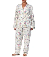 Lauren Ralph Lauren Plus Size Floral Print Long Sleeve Notch Collar Long Pant Pajama Set