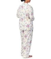 Lauren Ralph Lauren Plus Size Floral Print Long Sleeve Notch Collar Long Pant Pajama Set