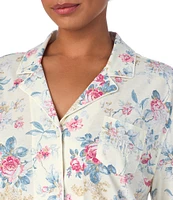 Lauren Ralph Lauren Plus Size Floral Print Long Sleeve Notch Collar Long Pant Pajama Set