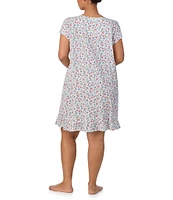 Lauren Ralph Lauren Plus Size Floral Print Short Sleeve Scoop Neck Knit Nightgown