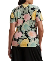 Lauren Ralph Lauren Plus Size Floral Stretch Cotton Crew Neck Short Sleeve T-Shirt