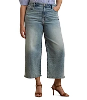 Lauren Ralph Lauren Plus Size Denim Twill High-Rise Wide-Leg Cropped Jeans