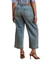 Lauren Ralph Lauren Plus Size Denim Twill High-Rise Wide-Leg Cropped Jeans