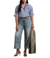 Lauren Ralph Lauren Plus Size Denim Twill High-Rise Wide-Leg Cropped Jeans