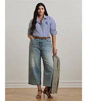 Lauren Ralph Lauren Plus Size Denim Twill High-Rise Wide-Leg Cropped Jeans