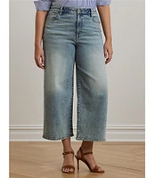 Lauren Ralph Lauren Plus Size Denim Twill High-Rise Wide-Leg Cropped Jeans