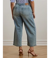 Lauren Ralph Lauren Plus Size Denim Twill High-Rise Wide-Leg Cropped Jeans