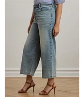 Lauren Ralph Lauren Plus Size Denim Twill High-Rise Wide-Leg Cropped Jeans