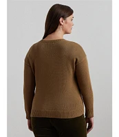 Lauren Ralph Lauren Plus Size Intarsia-Knit Beagle Crew Neck #double;LRL#double; Script Embroidered Sweater