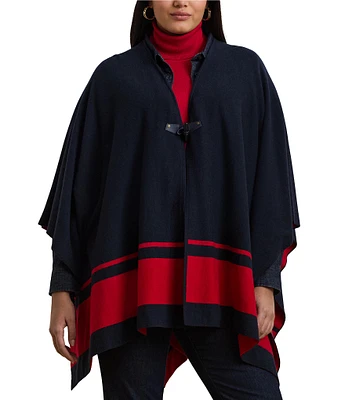 Lauren Ralph Lauren Plus Size Intarsia-Knit Two-Tone Poncho