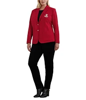 Lauren Ralph Lauren Plus Size Jacquard Notch Lapel Collar Long Sleeve Two-Button Front Blazer