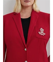 Lauren Ralph Lauren Plus Size Jacquard Notch Lapel Collar Long Sleeve Two-Button Front Blazer