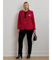 Lauren Ralph Lauren Plus Size Jacquard Notch Lapel Collar Long Sleeve Two-Button Front Blazer