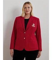 Lauren Ralph Lauren Plus Size Jacquard Notch Lapel Collar Long Sleeve Two-Button Front Blazer