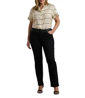 Lauren Ralph Lauren Plus Size Lightweight Striped Camp Collar Short Sleeve Button-Front Camp Shirt