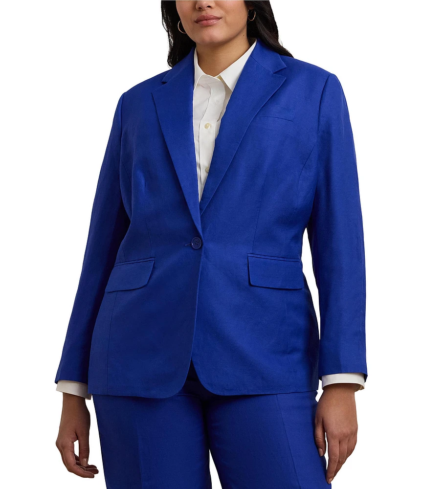 Lauren Ralph Lauren Plus Size Coordinating Linen-Blend Twill One-Button Front Blazer