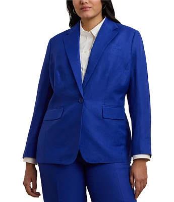Lauren Ralph Lauren Plus Size Coordinating Linen-Blend Twill One-Button Front Blazer