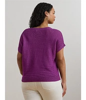 Lauren Ralph Lauren Plus Size Linen Blend V-Neck Short Sleeve Sweater