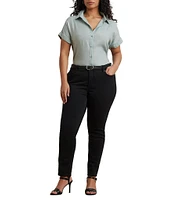 Lauren Ralph Lauren Plus Size Point Collar Short Sleeve Linen Shirt