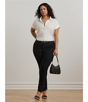 Lauren Ralph Lauren Plus Size Point Collar Short Sleeve Linen Shirt
