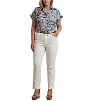 Lauren Ralph Lauren Plus Size Linen Floral Point Collar Short Rolled Cuff Sleeve Button-Front Shirt