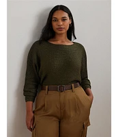 Lauren Ralph Lauren Plus Size Metallic Rib Knit Boat Neck Pullover Sweater