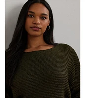 Lauren Ralph Lauren Plus Size Metallic Rib Knit Boat Neck Pullover Sweater
