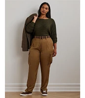 Lauren Ralph Lauren Plus Size Metallic Rib Knit Boat Neck Pullover Sweater