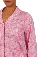 Lauren Ralph Lauren Plus Size Paisley Print Notch Collar 3/4 Sleeve Capri Pajama Set