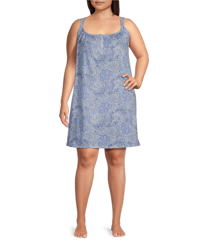 Lauren Ralph Lauren Plus Size Paisley Print Short Cotton Nightgown