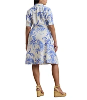 Lauren Ralph Lauren Plus Size Paisley Tie-Front Linen Shirtdress
