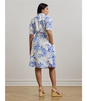 Lauren Ralph Lauren Plus Size Paisley Tie-Front Linen Shirtdress