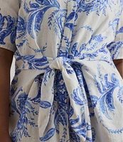 Lauren Ralph Lauren Plus Size Paisley Tie-Front Linen Shirtdress