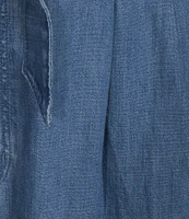 Lauren Ralph Lauren Plus Size Shirlaine Denim A-Line Pleated Belted Skirt