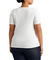 Lauren Ralph Lauren Plus Size Crew Neck Short Sleeve Stretch Cotton T-Shirt