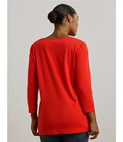 Lauren Ralph Lauren Plus Size Split Neck 3/4 Sleeve Tunic Top