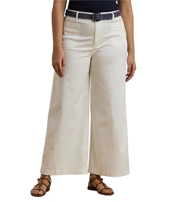 Lauren Ralph Lauren Plus Size Stretch Chino Wide Leg Cropped Pants