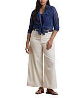 Lauren Ralph Lauren Plus Size Stretch Chino Wide Leg Cropped Pants