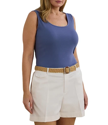 Lauren Ralph Lauren Plus Size Stretch Cotton Scoop Neck Sleeveless Tank Top