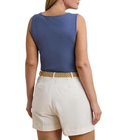 Lauren Ralph Lauren Plus Size Stretch Cotton Scoop Neck Sleeveless Tank Top
