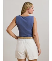 Lauren Ralph Lauren Plus Size Stretch Cotton Scoop Neck Sleeveless Tank Top