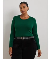 Lauren Ralph Lauren Plus Size Stretch Soft Knit Crew Neck Long Sleeve Tee Shirt